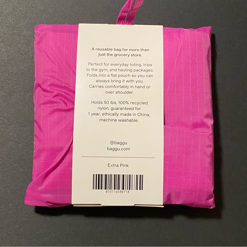 NWT BAGGU EXTRA PINK Standard Size Reusable Bag - Picture 2 of 5